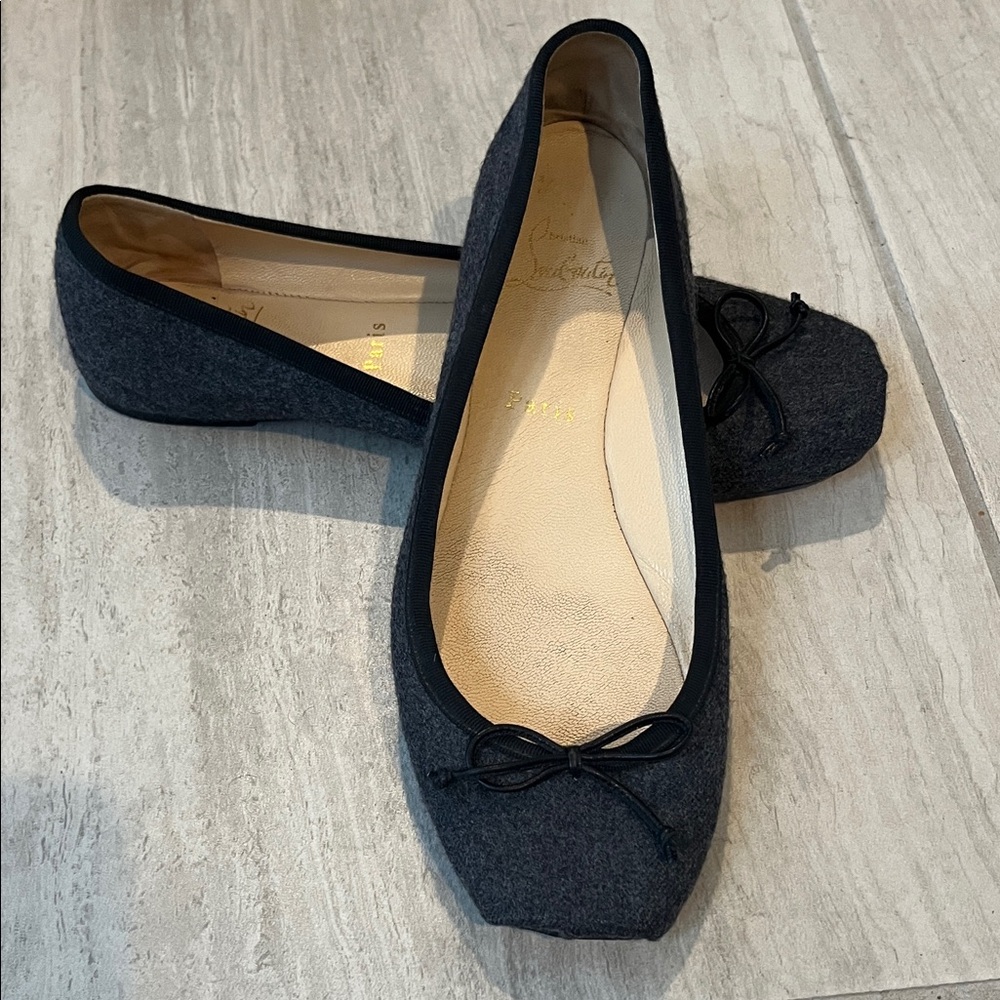 Christian Louboutin Gray Wool Ballet Flats